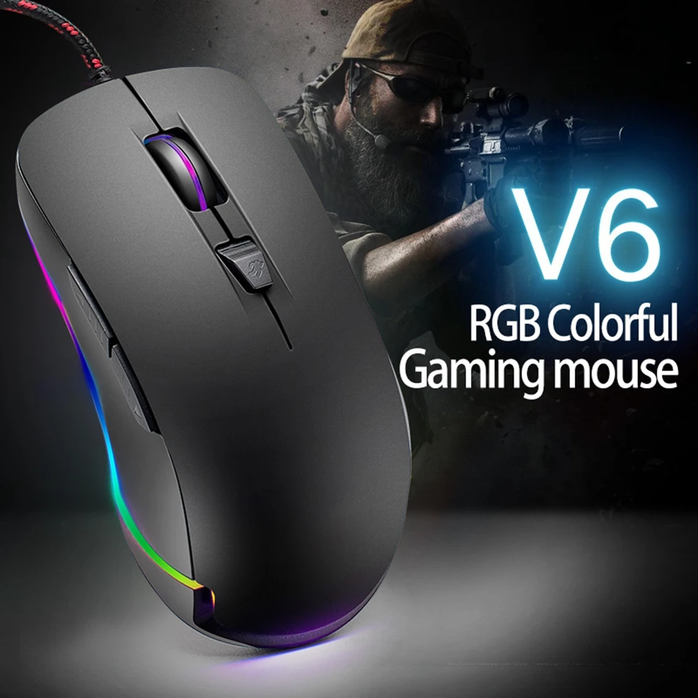 Новая высококачественная оптическая профессиональная игровая мышь с 7 яркими