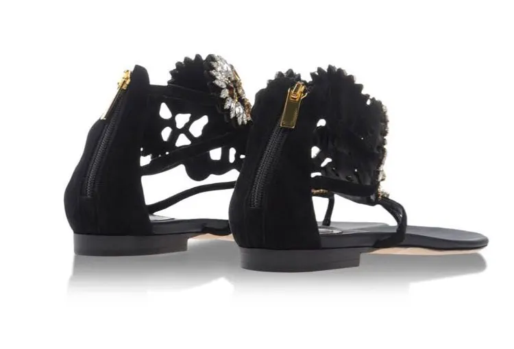 Дизайнерские Стразы вьетнамки сандалии на плоской подошве Женская обувь Женские