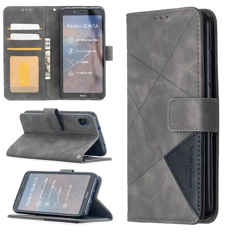 

Mixed Colors Phone Case For Redmi 7A Leather Flip Case For Xiaomi Redmi 7A Wallet Case For Redmi 7A Coque Capa