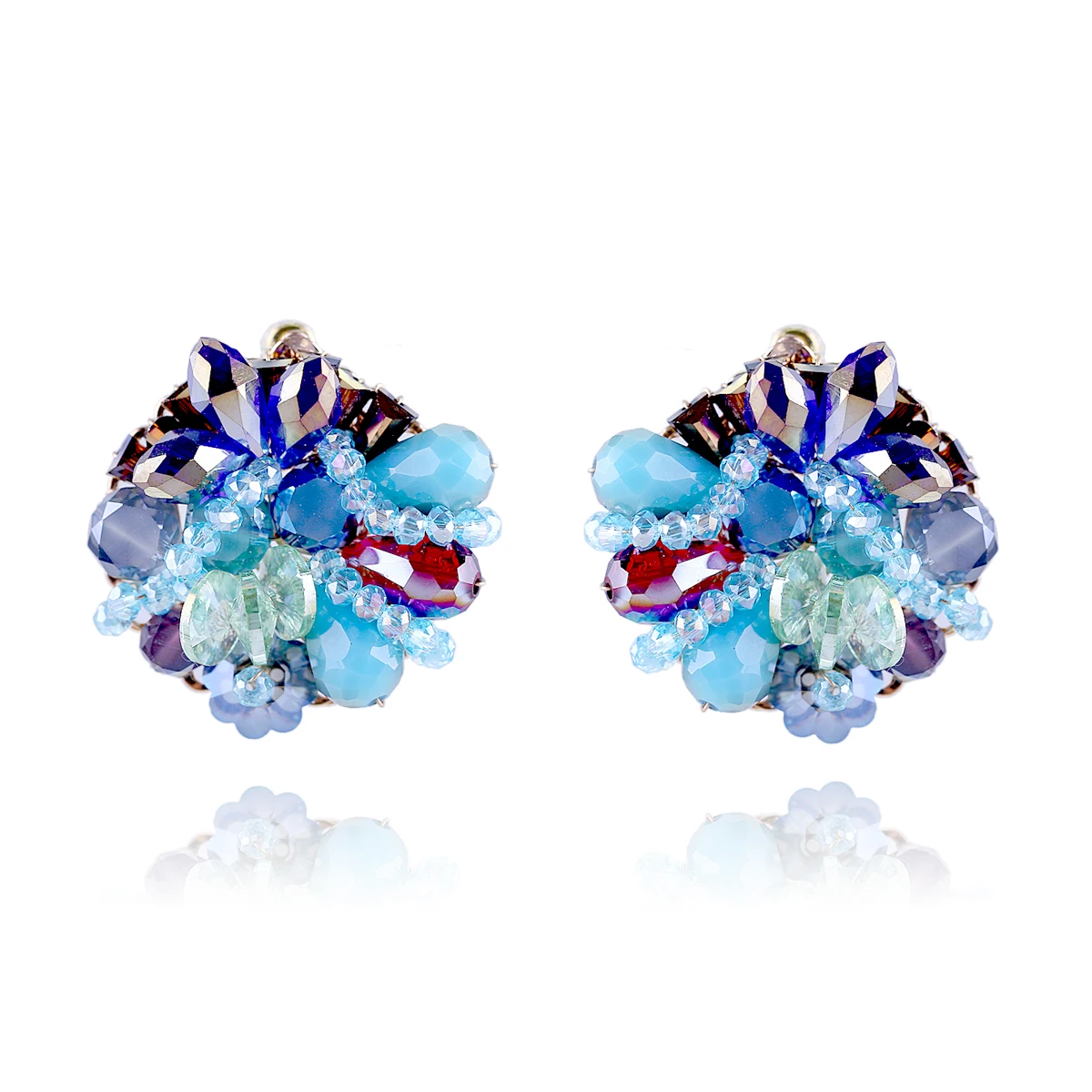 Модные серьги гвоздики с кристаллами для женщин и девушек эффектные ручной