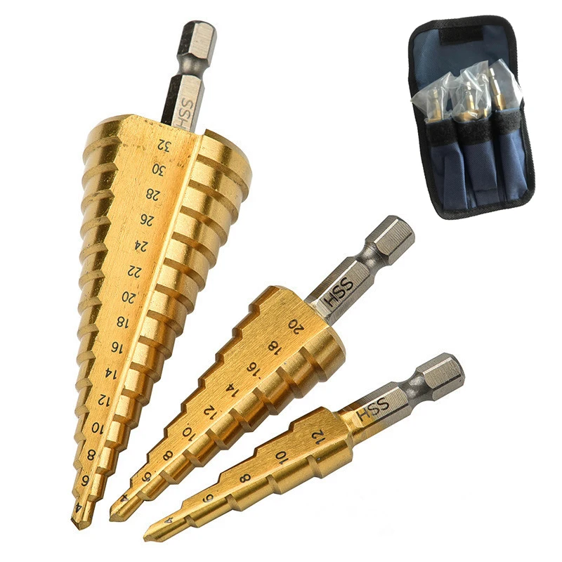 3 шт. набор конусных сверл Hss для сверления отверстий метрические шестигранные