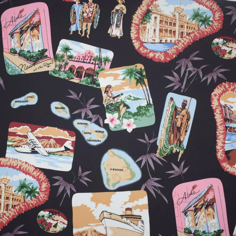 Гавайская черная синяя чистая хлопчатобумажная ткань для платья тканевая