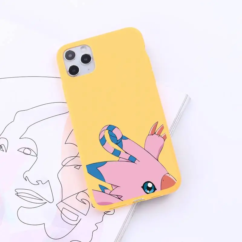 

Anime Digimon Japan Cute monster Phone Case Candy Color for iPhone 6 7 8 11 12 s mini pro X XS XR MAX Plus