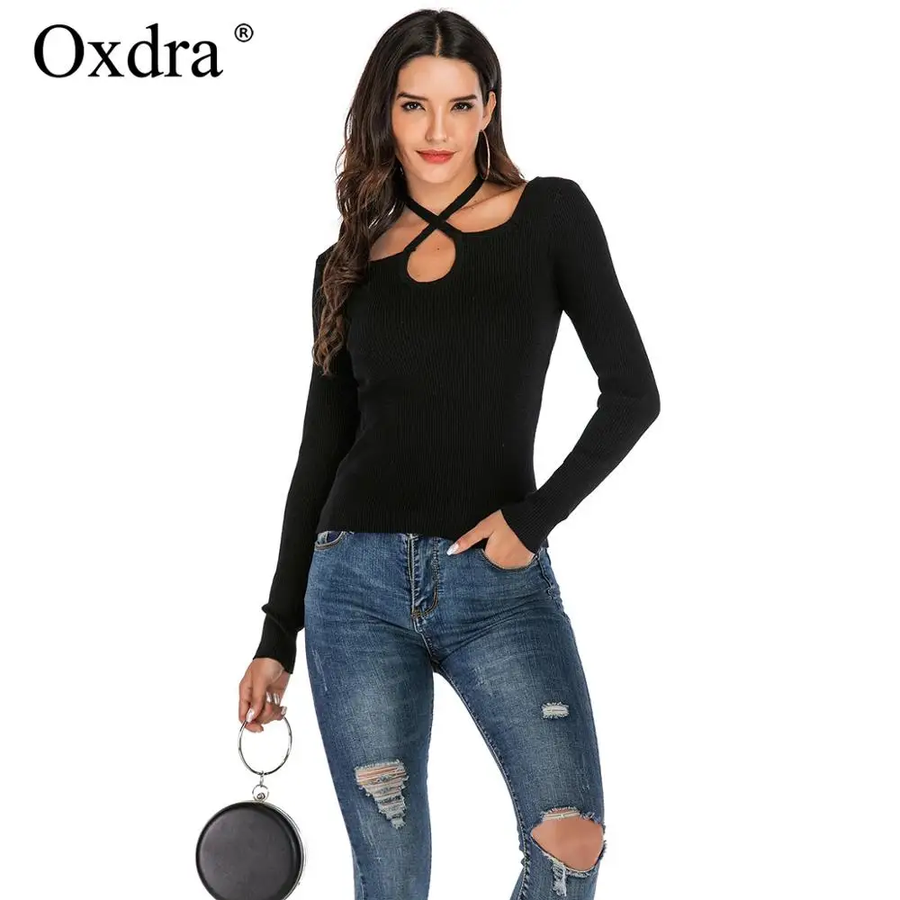 Oxdra женские Свитера s Женский вязаный свитер высокий уличный пуловер и джемпер