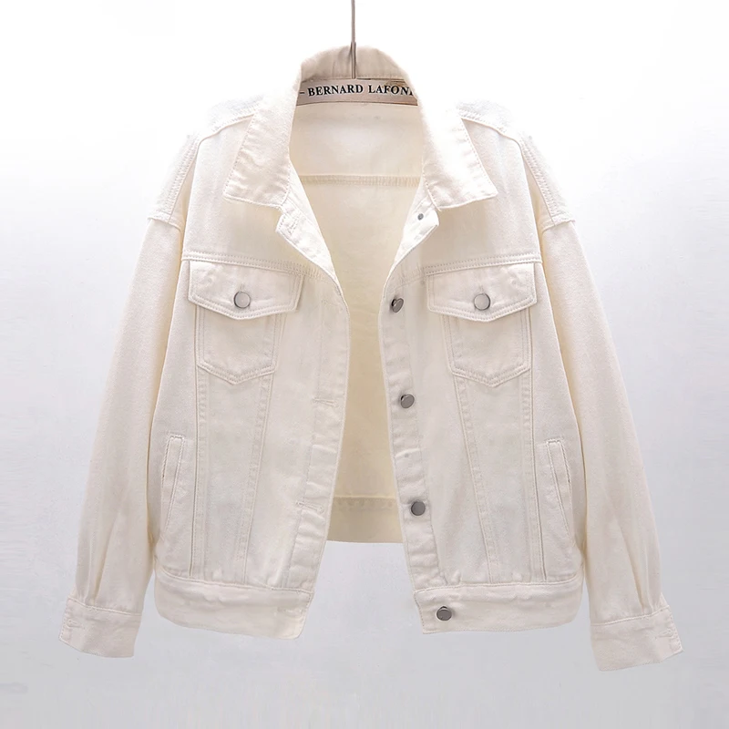 Женская джинсовая куртка с длинным рукавом черная короткая Свободная из денима