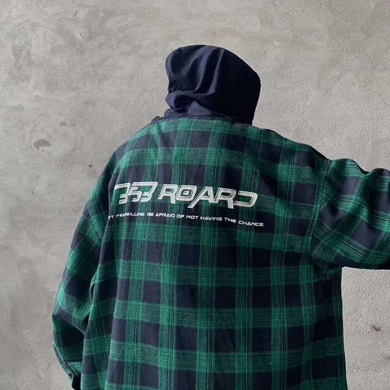 Мужская хлопковая толстовка в клетку с капюшоном и длинным рукавом | одежда