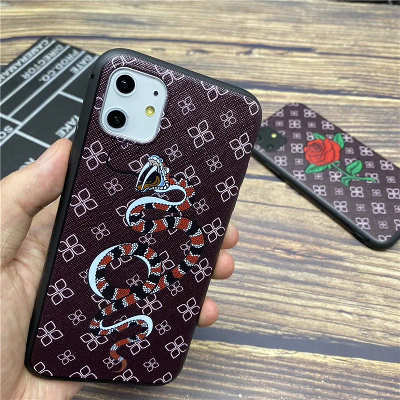 Luxury brand GG soft case for iphone 12 mini 11 pro x xs max xr 8 76 6s  plus SE 2 matte silicone phone cover snake coque fundas