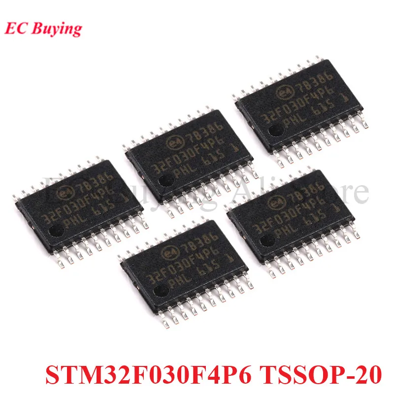 5PCS STM32F030F4P6 STM32 F030F4P6 STM32F 030F4P6 TSSOP-20 ARM Cortex-M0 32 bit Microcontroller STM32F030F MCU Chip IC