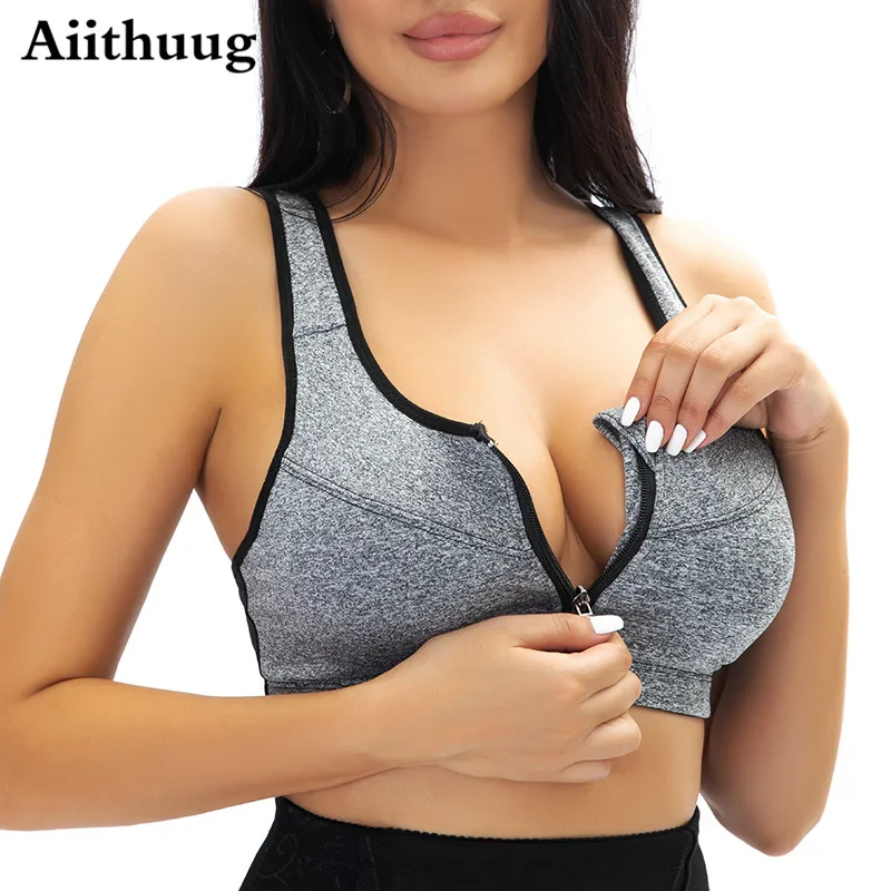 Aiithuug Sports Bras for Women High Impact for Running Removable Padded Yoga Top Post-Surgery Wirefree Support Bounce Control