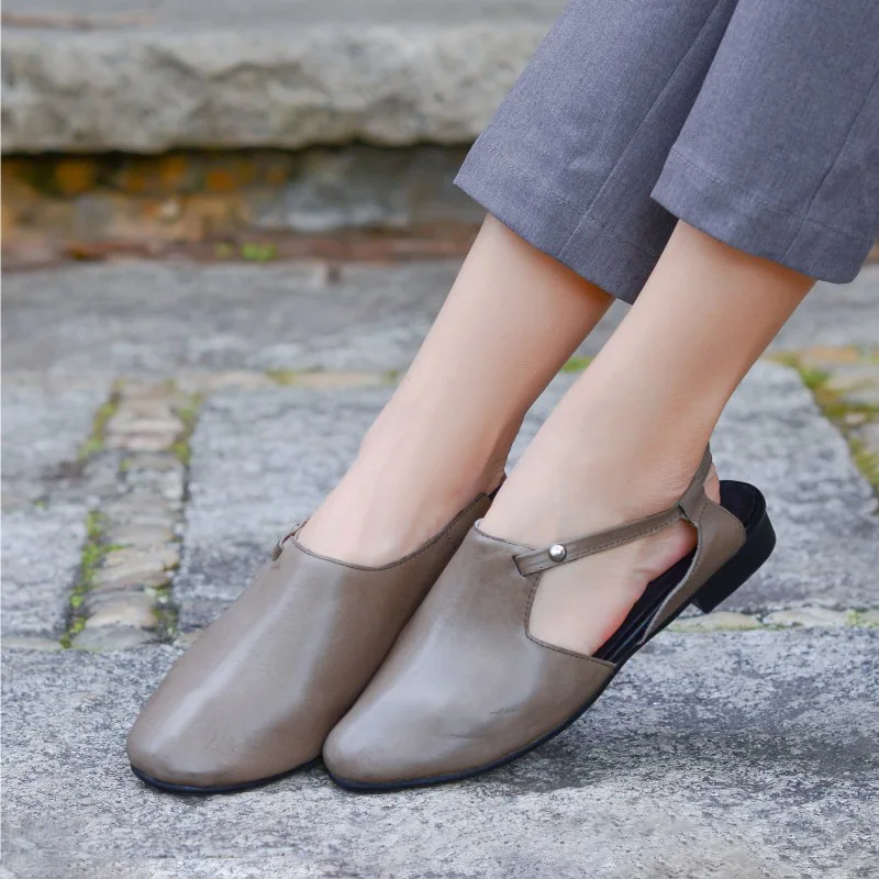 

Original handmade leather women's sandals concise casual shoes women soft bottom flat sandals back strap spring and summer