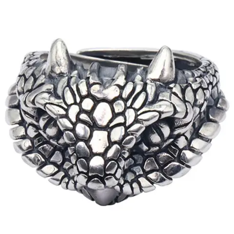 

S925 silver original design viper retro Japan and South Korea exaggerated domineering neutral men and women adjustable ring