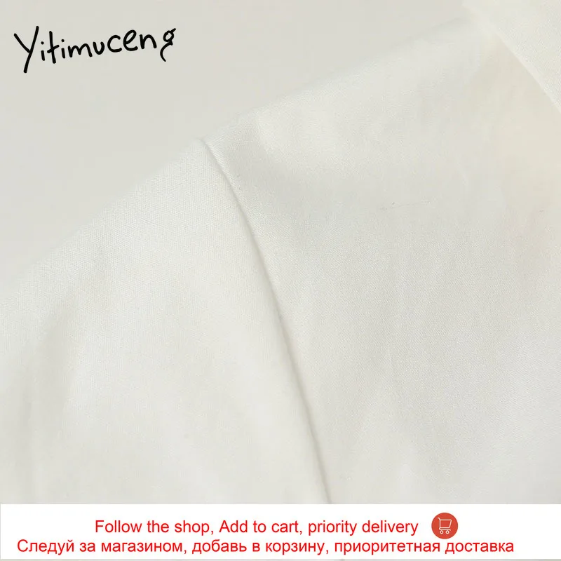 

Yitimuceng Button Dresses for Women White Spring 2021 Long Sleeve Office Lady Lantern Sleeve Square Collar Single Breasted New