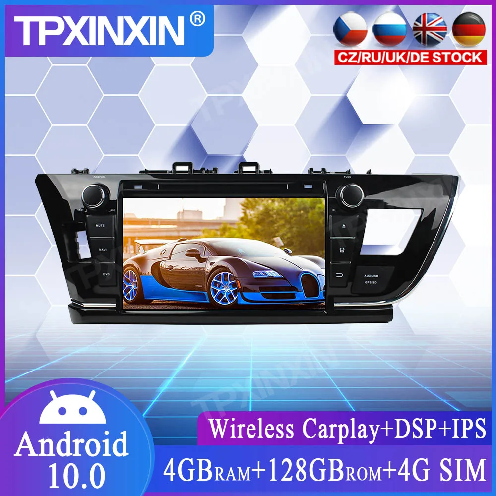 

128G Android 10 для Toyota Corolla 2014-2016 левый Автомобильный мультимедийный плеер GPS-навигация головное устройство радио аудио стерео магнитофон