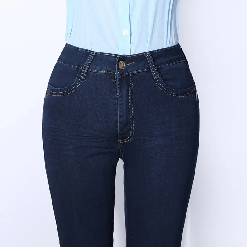Джинсы клеш МОМ женские с завышенной талией узкие джинсы брюки из денима стрейч