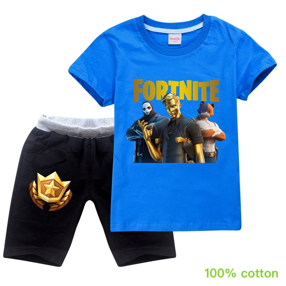Детская одежда Fortnites комплекты одежды для детей 100% хлопок летняя рубашка с