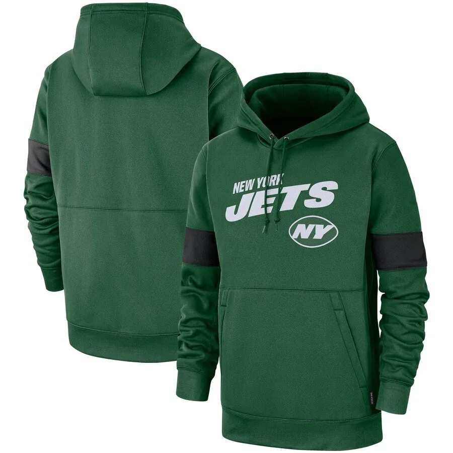 

New York Sideline Team Logo Jets Men Performance Pullover Green Hoodie