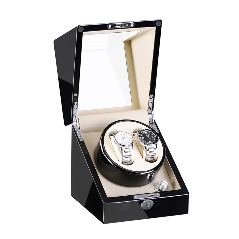 

2 Watches Wood Baking Finish Inner Buff 1 Slots Watch Winder Box home wooden Automatic Watch Rotator Box
