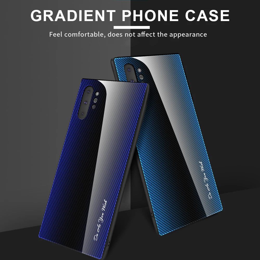 Чехол из закаленного стекла для телефона samsung Note 10 Plus 9 8 чехол градиентного TPU Edge