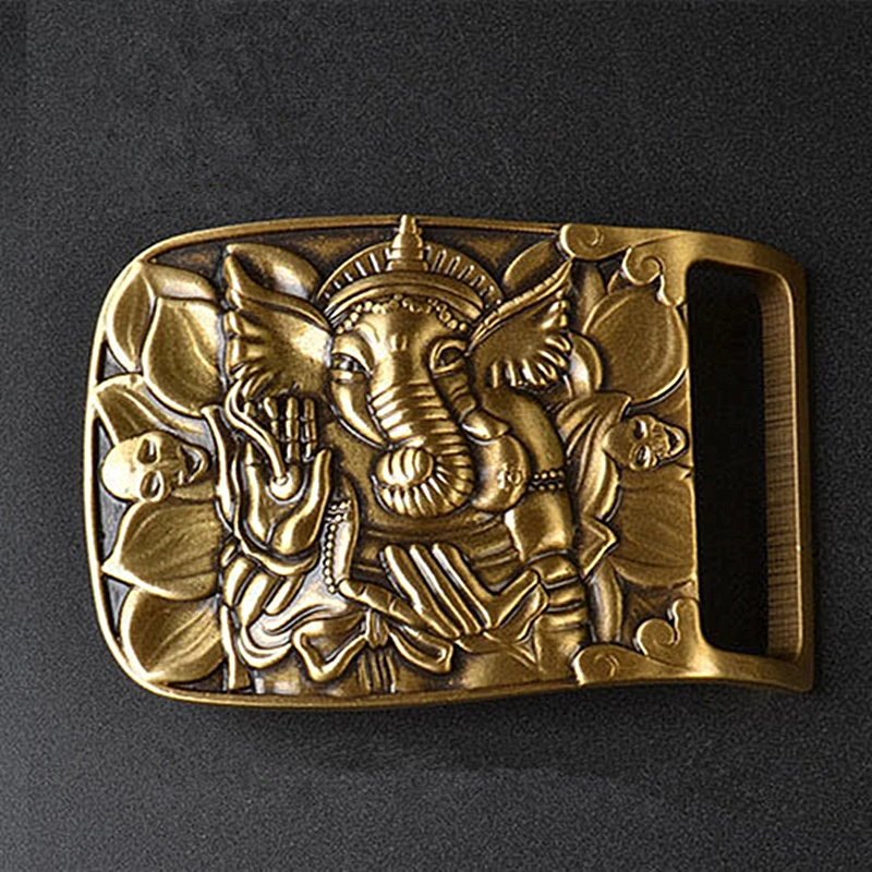 

Винтажная большая пряжка для ремня из чистой латуни, с индийским слоном, буддой, западным ковбоем, модный подарок для мужчин