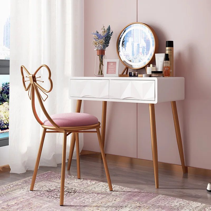 Nordic Light Luxury Dressing Table Louis Vanity Minimalist Makeup Desk Set Bedroom Furniture | Мебель