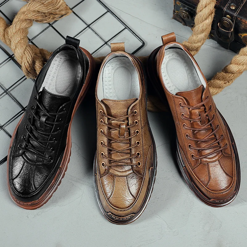 

Soft Men's Casual Shoes Breathable Leather lace up oxfords Handmade Loafers Brand Men Italy Shoes Flat Moccasins Men Sneakers