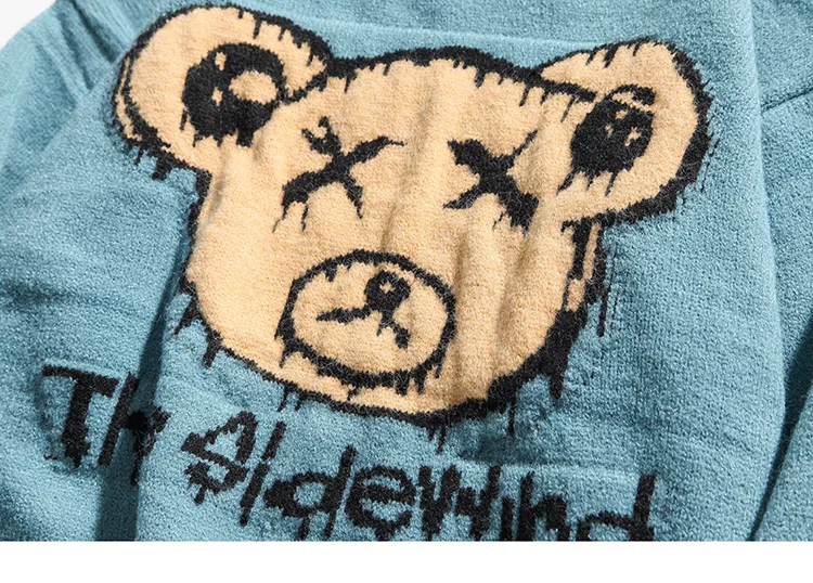 

Funny Bear Harajuku Sweater Jumper Men Hip Hop Streetwear 2020 Men Knitted Sweater Casual Pullover Sweater Blue Autumn Spring