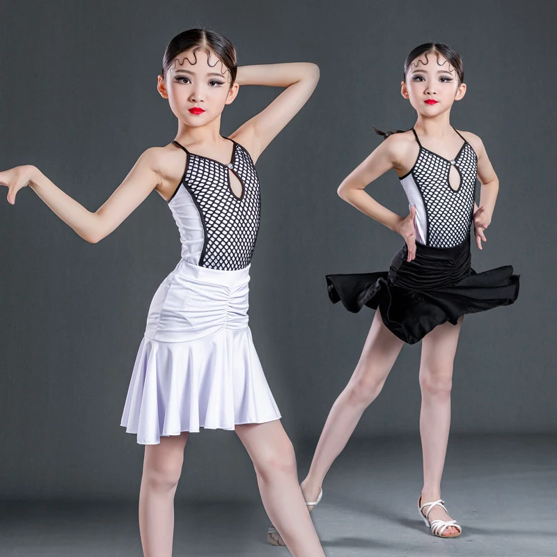 

Платье для латинских танцев для девочек, с разрезом и юбкой, выступление на сцене конкурс
