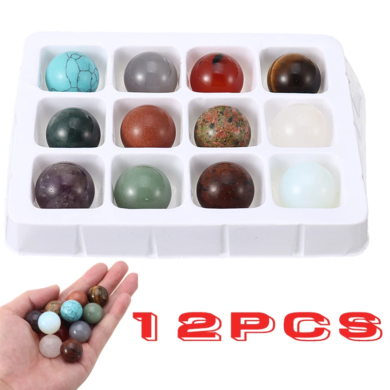 

12 шт. в упаковке, с украшением в виде кристаллов исцеления драгоценный камень сферах Цветной шариков 20 мм Ассорти природные украшения для дома мяч случайные стили