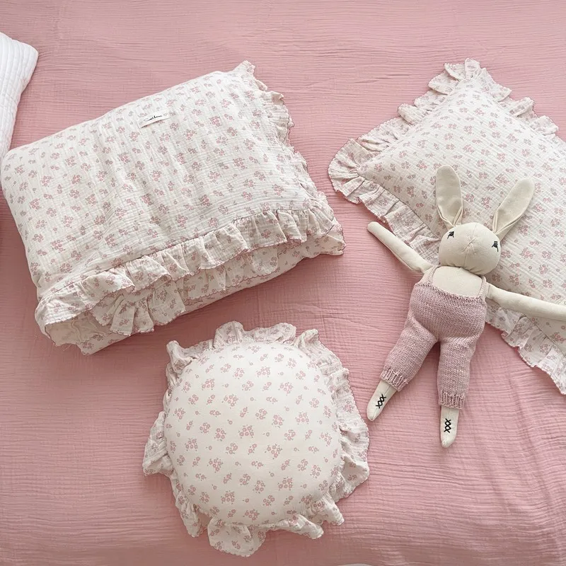 

Корейский хлопковый комплект постельного белья с цветочным принтом для девочек, Детский Комплект постельного белья для кроватки, пододеял...