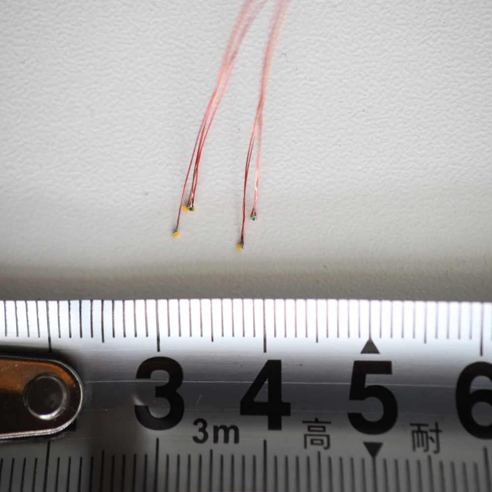 0.28mm 20 Uds 3V 0402 Cable Micro Litz pre-soldado SMD LED L=200mm 