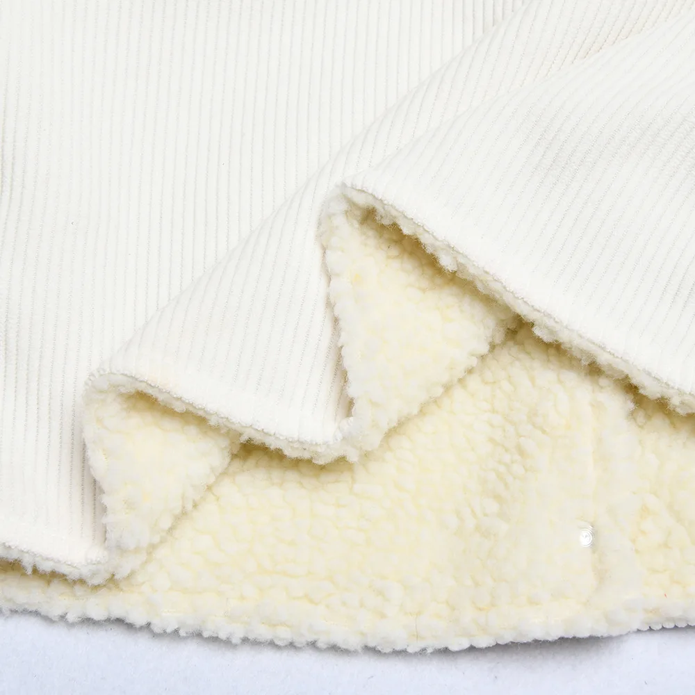 

2019 Autumn Winter Women Jacket Turn-down Collar Faux Lambswool Coat Long Sleeve Single Button Crop Top Casual Basic Overcoat