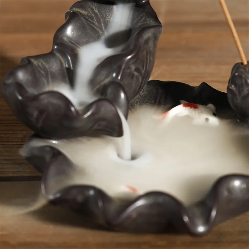 Керамическая курильница в виде лотоса для пруда и рыбы подставка благовоний