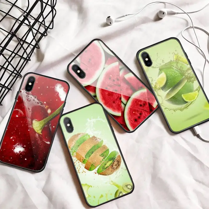 

Fruit Apple Pineapple Mango Strawberry Phone Case Tempered glass For iphone 6 7 8 plus X XS XR 11 12 13 PRO MAX mini