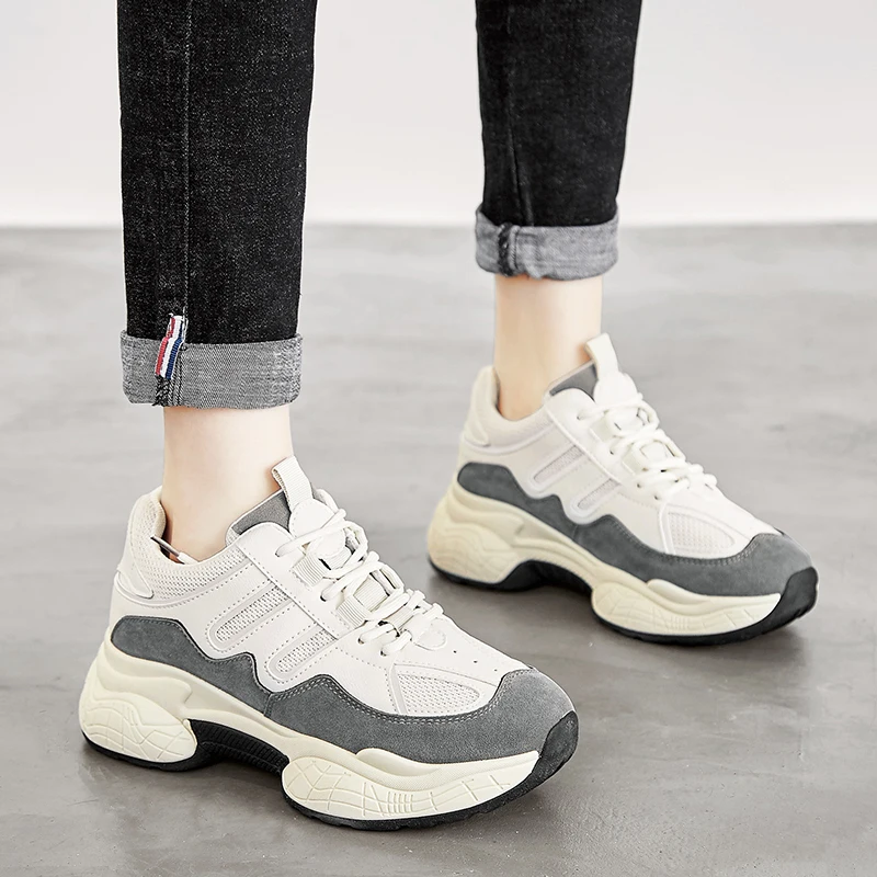 Модная женская обувь кроссовки Ulzzang Студенческая спортивная на толстой подошве