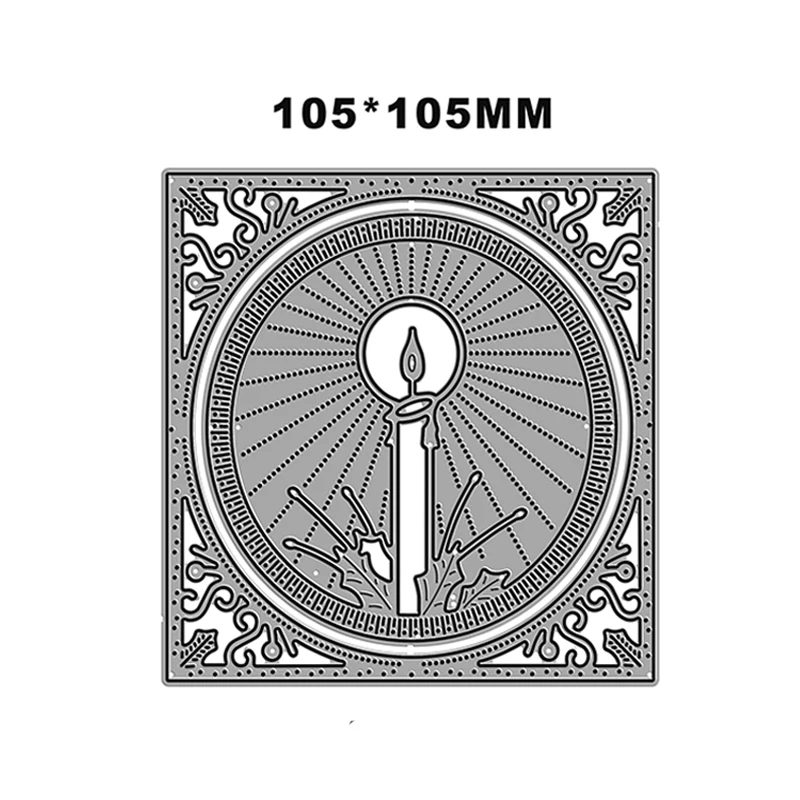 Christmas Square Candle Circle Metal Cutting Dies for DIY Scrapbooking, Card Making, Decor, and Embossing Crafts - No Stamps image 2