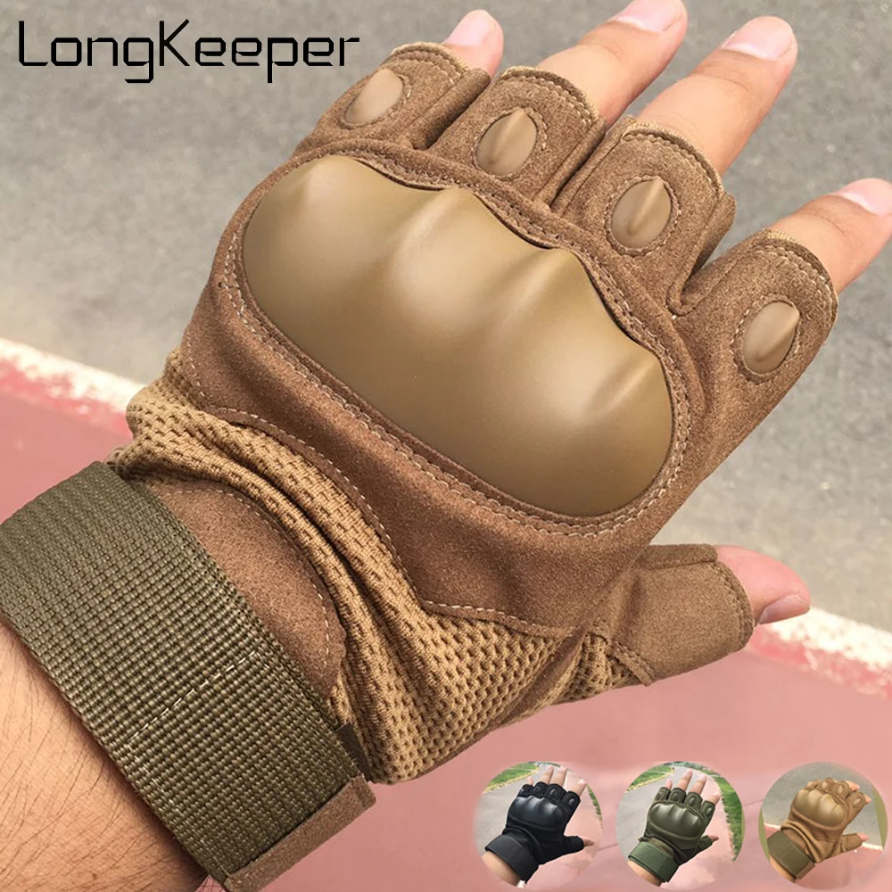 

LongKeeper Tactical Fingerless Gloves Military Airsoft Paintball Combat Half Finger Glove Anti-Slip Outdoor Sports Cycling Luvas