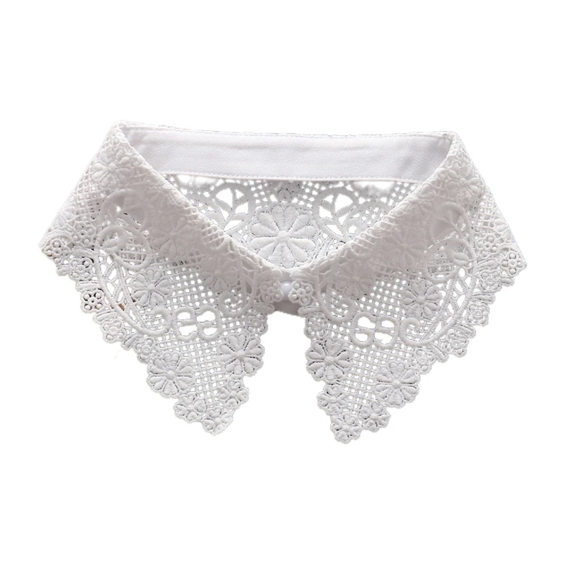 

Women Girls Sweet Lace Detachable Doll False Collar Decorative White Half Shirt Blouse Hollow Out Embroidery Daisy Floral G5AE