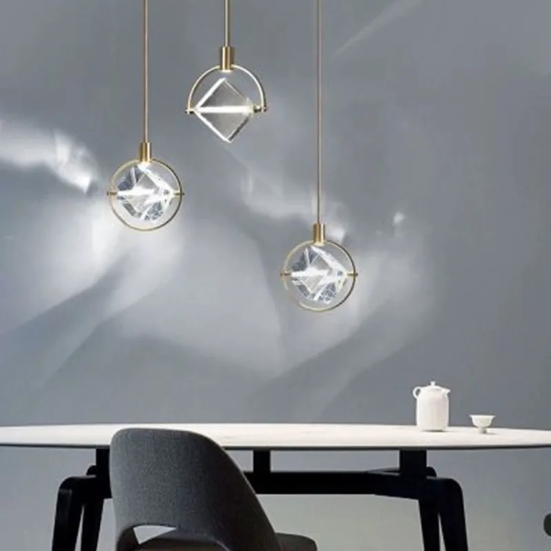 

Postmodern minimalist LED Pendant Lights Nordic Crystal Dining Living room Luminaires Bedside Bedroom Single Head Hanging Lamp