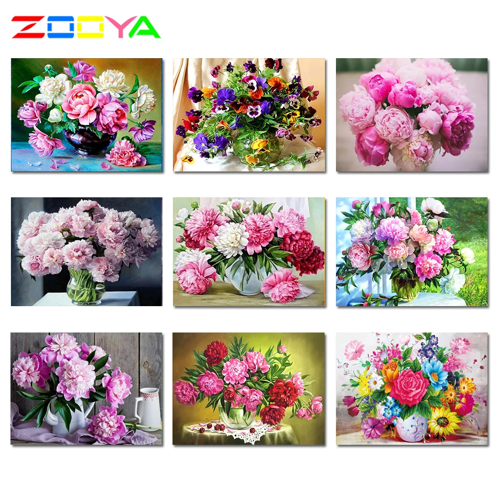 Zooya алмазная живопись цветы Пион Новинка 2019 полная квадратная Алмазная вышивка