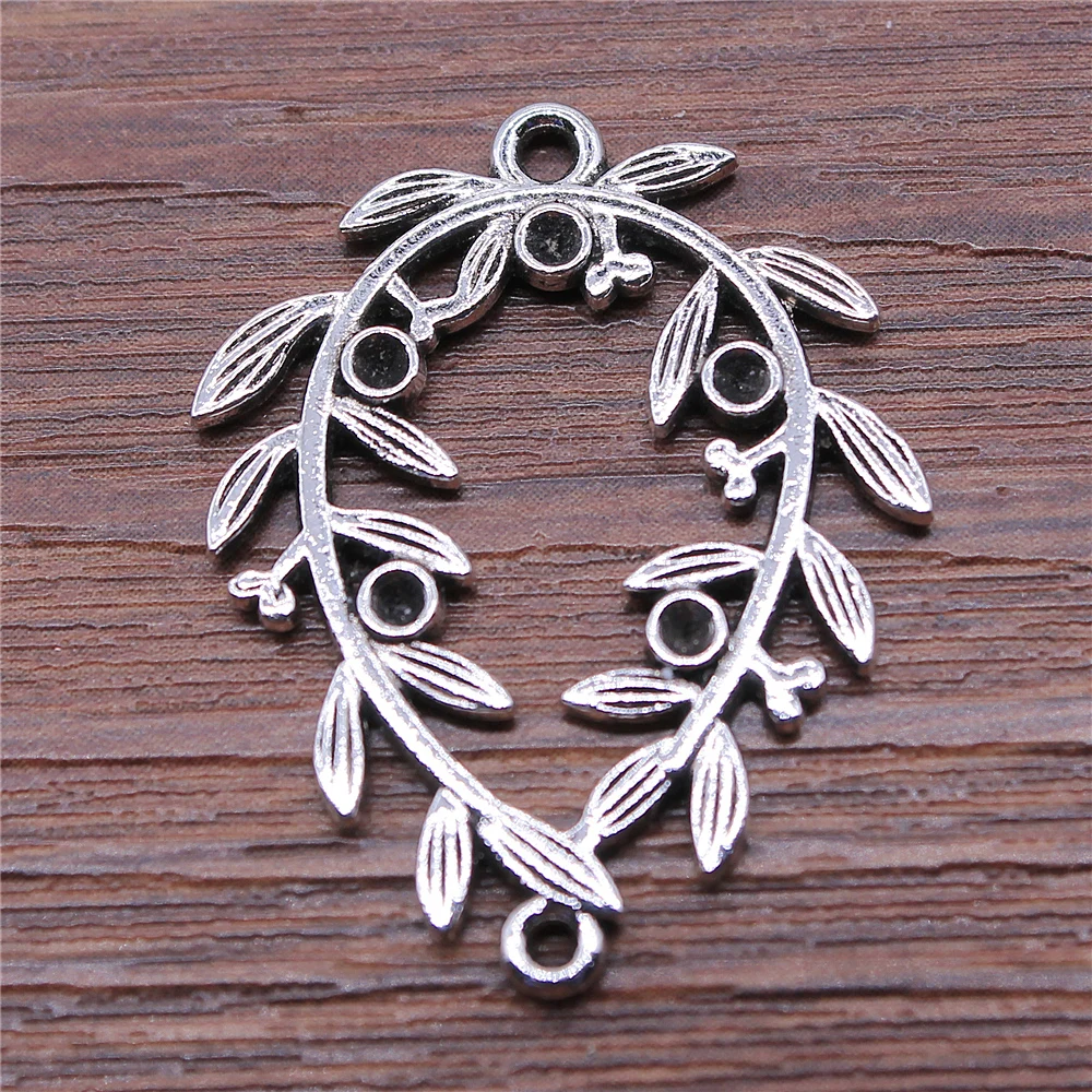 

4pcs 25x31mm Twig Porous Connector Earring Connector Antique Silver Color Charms For Jewelry Making Jewelry Accessories