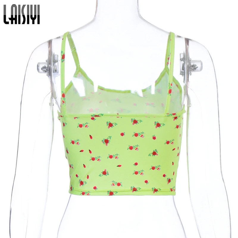 

LAISIYI Sleevelesss Spaghetti Straps Print Sexy Crop Tops 2020 Summer Women Fashion Sstreetwear Outfits Camis