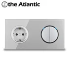 DE ЕС России 16A Мощность розетки, на возраст 1, 2, 3, 4, Gang светильник переключатель цвета: золотистый, Серебристый Серый Стеклянный Разъем настенный выключатель + розетка 172 Тип розетки розетки  выключатель света