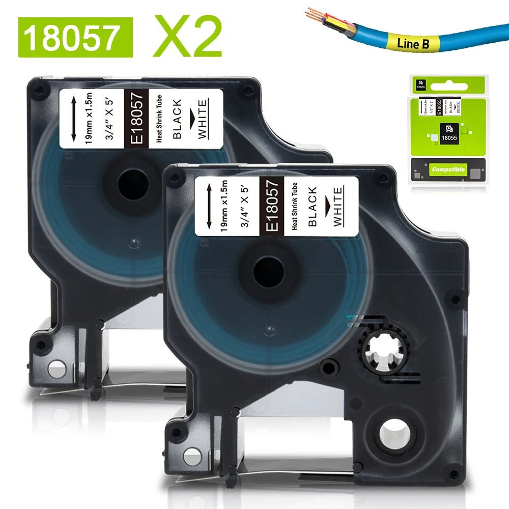 

Термоусадочная печатная лента Dymo Rhino 1,5, 2 шт., 19 мм * 18057 м