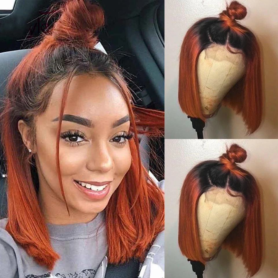 Парики из человеческих волос Ginger Orange 150% предварительно выщипанные T-образные