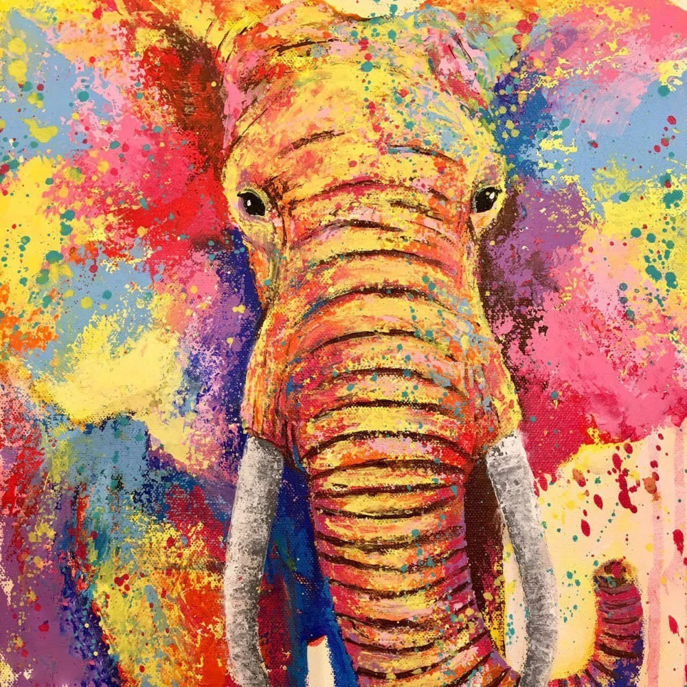 Полноразмерная 5D картина из страз сделай сам вышивка крестиком Красочный Слон 3D