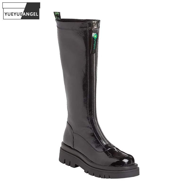 

Зимняя женская обувь, сапоги до колена, пинетки из натуральной кожи, сапоги для верховой езды, Осенние эластичные сапоги из искусственной ко...