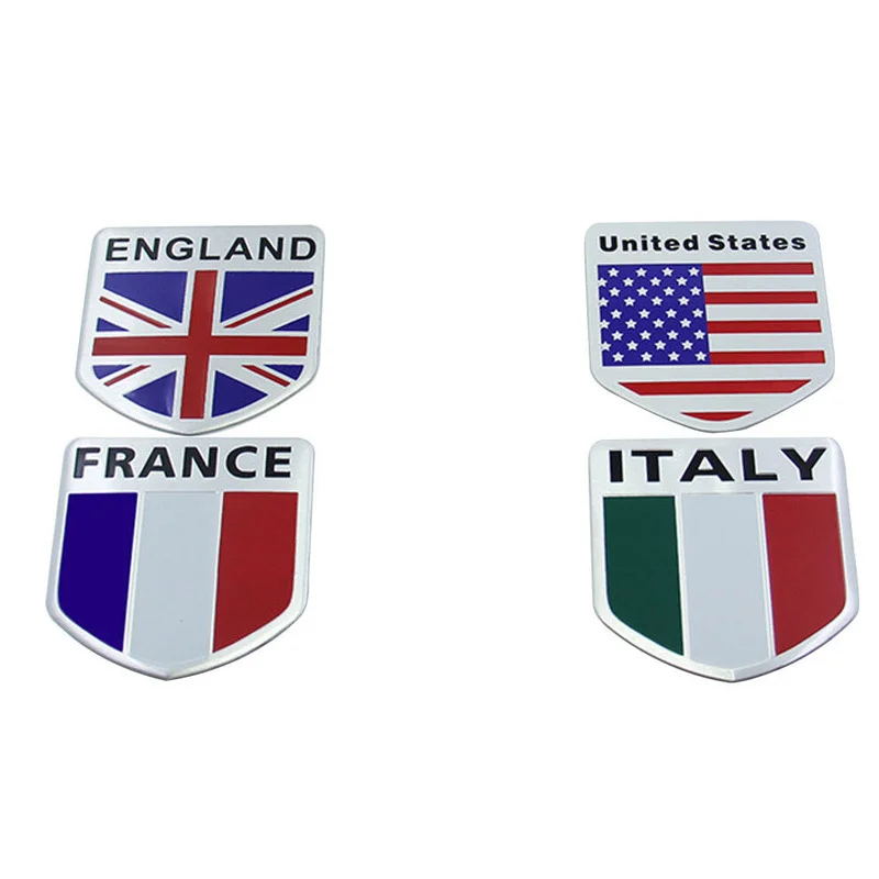 

Creative Car Tuning Aluminium Alloy UK/Italy/France/US Flag Logo Metal Auto Motorcycle Stickers Tail Emblem Car Accessories