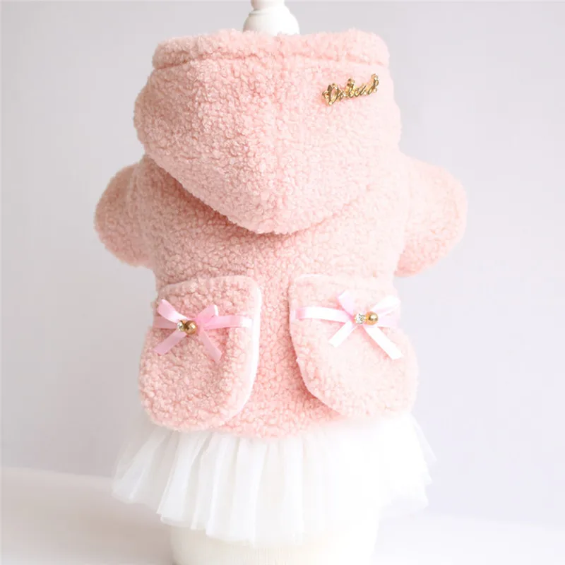 

New Autumn Winter Xs Dog Clothes For Small Dogs Girl Teddy Cute Pink Thick Wadded Dress Puppy Hoodie Pet Clothing