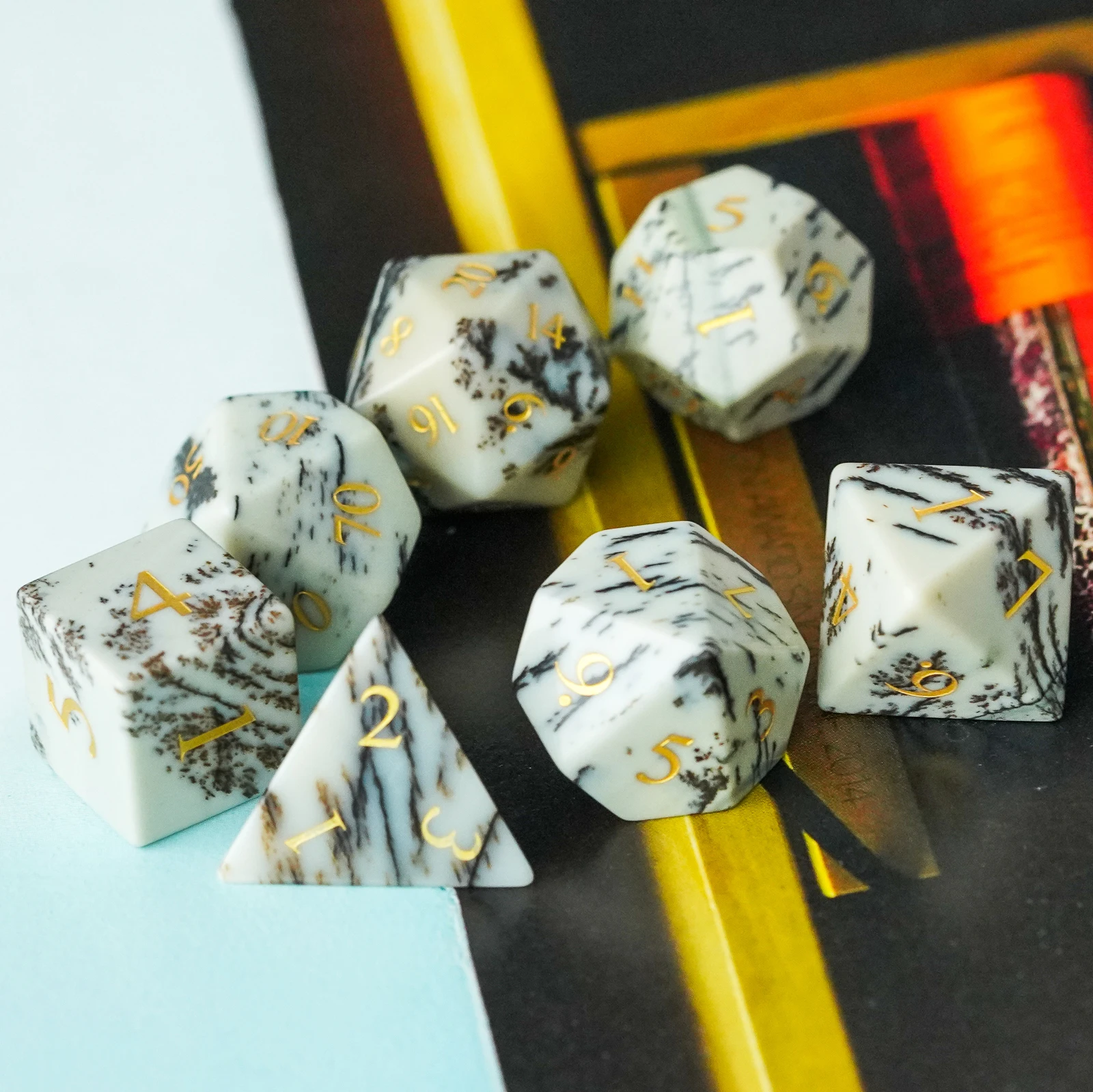 Набор из 7 каменные кости ручной работы набор 16 мм многогранных кубиков с