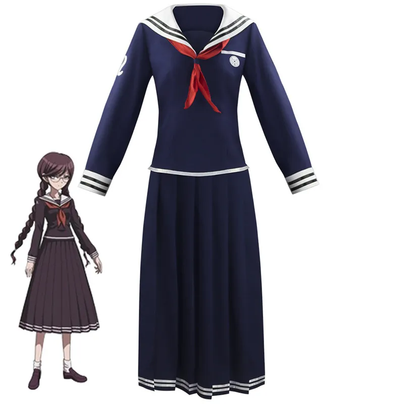 Костюм для косплея из аниме данганронпа V2 топ с короткой юбкой и парик школьная